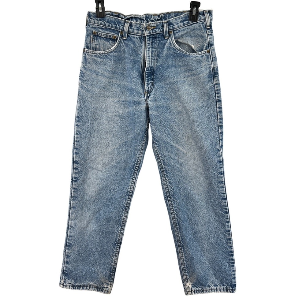 Carhartt Flannel Lined Jeans Size 33x30 Blue Light Wash Vintage Workwear Rugged